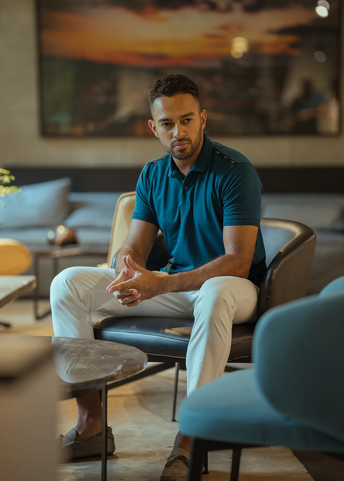 Twin Striped Collar Basic Polo